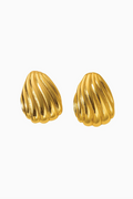 Pair of gold earrings on a white background