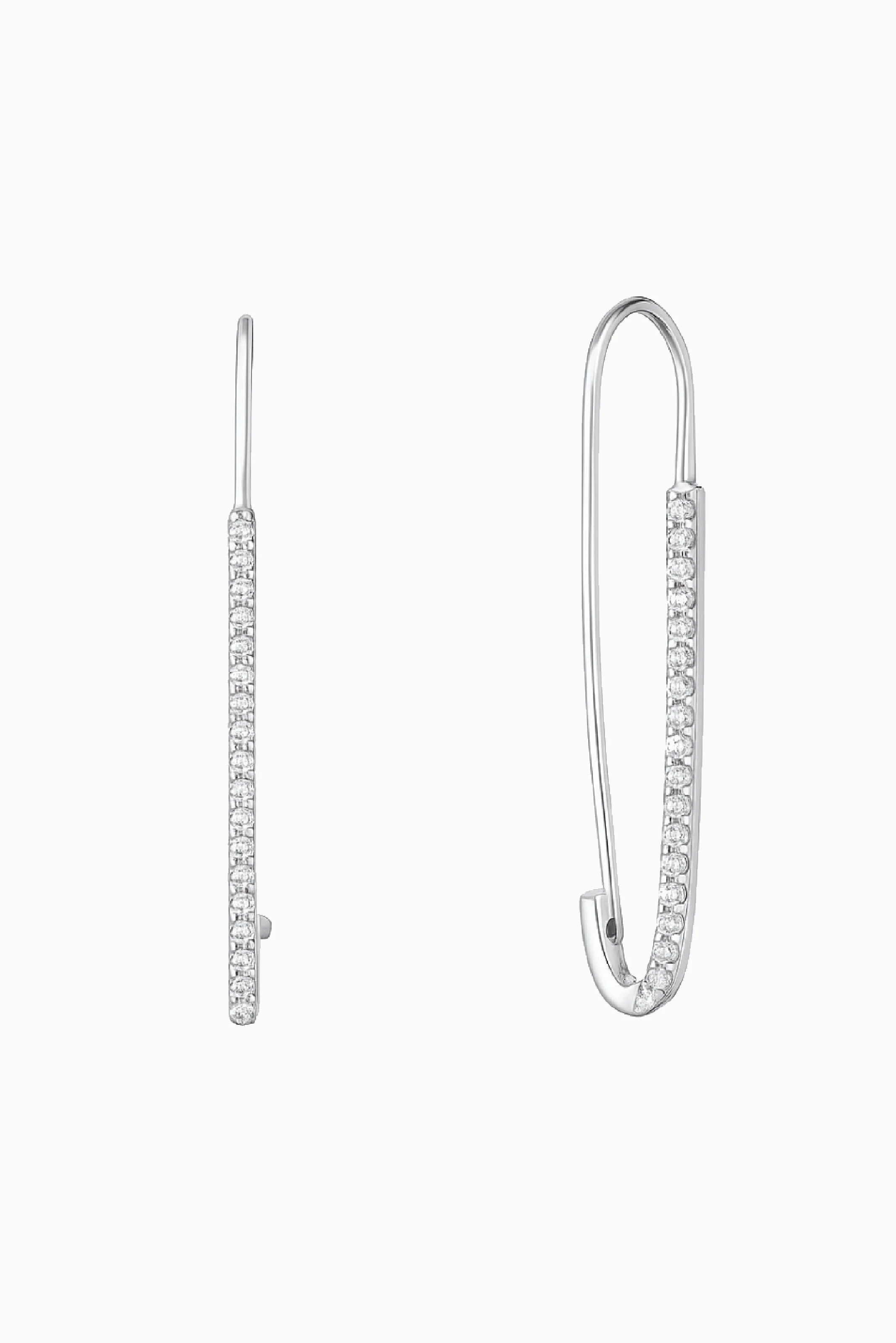 Pair of silver hoop earrings on a white background