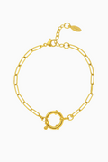 Gold chain bracelet on a white background